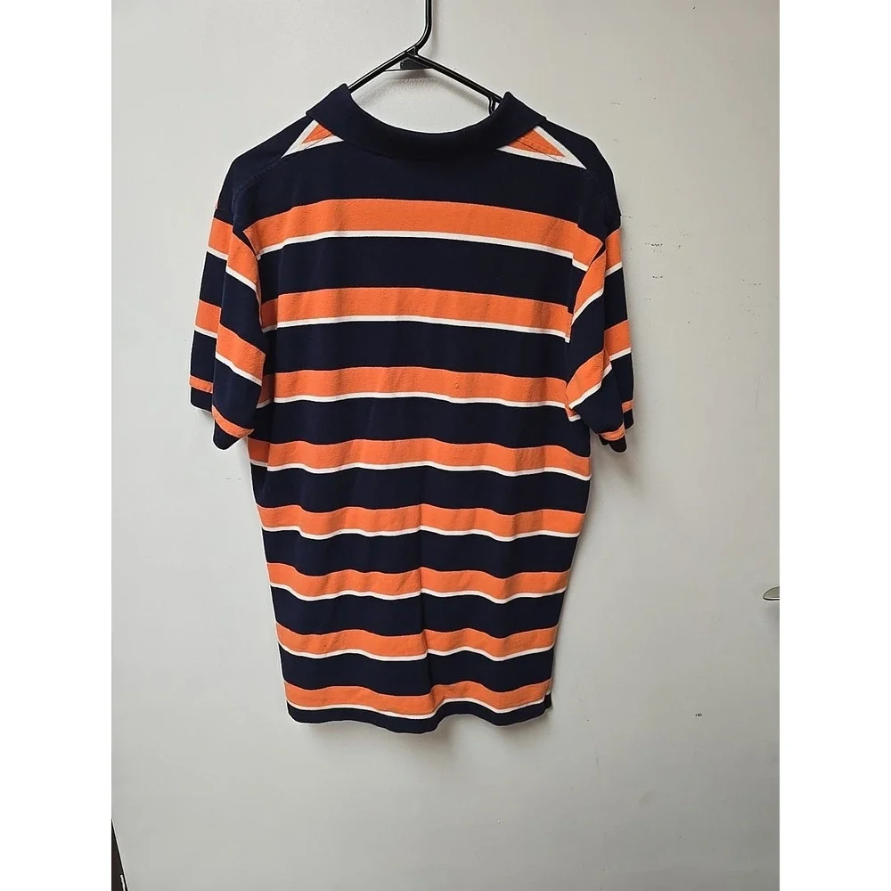 Polo Ralph Lauren Men's XL Shirt Striped Navy Blue Orange White Cotton Polo Pony